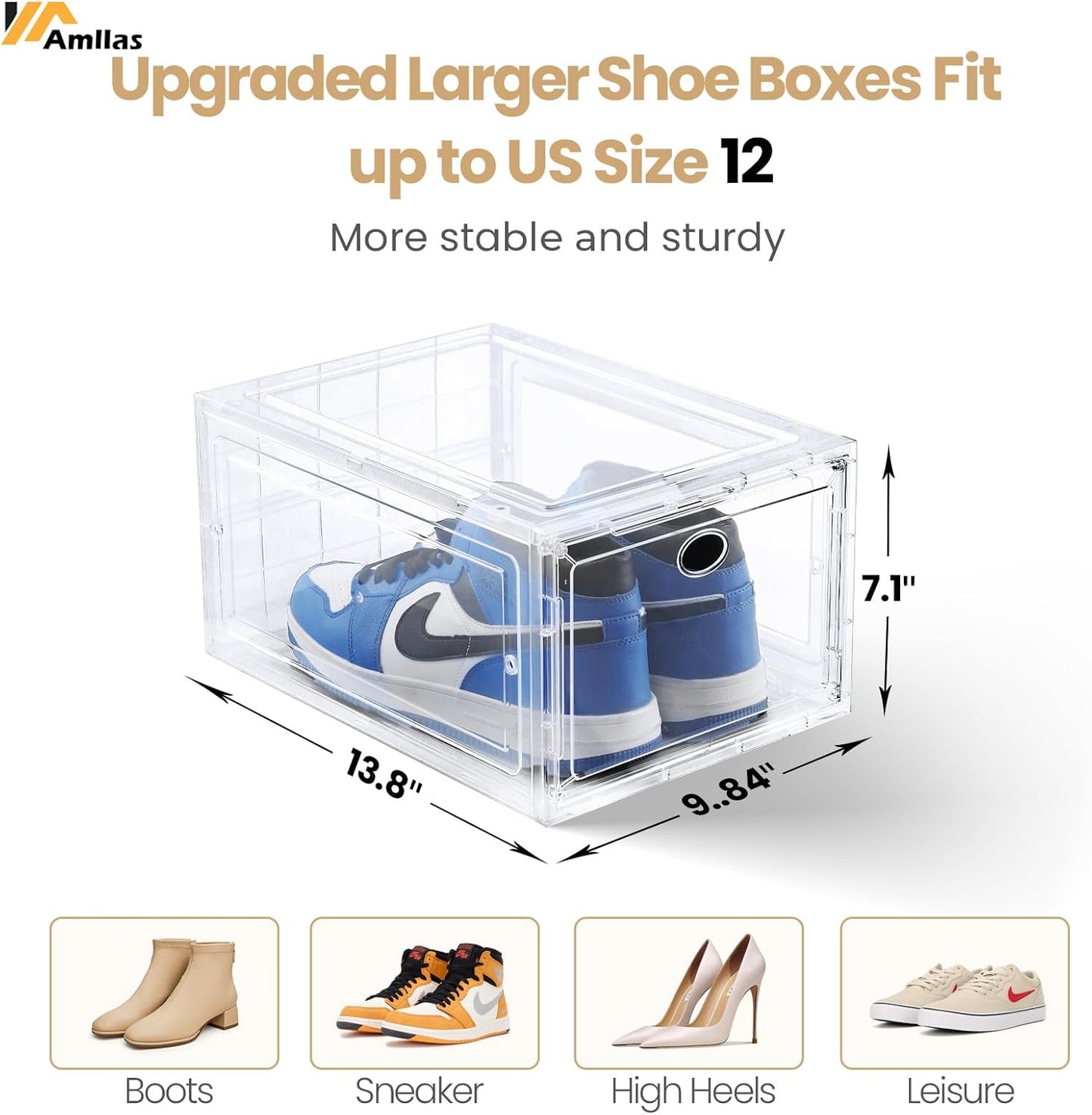 12 Pack Clear Shoe Boxes Stackable,Shoe Storage Boxes for Closet