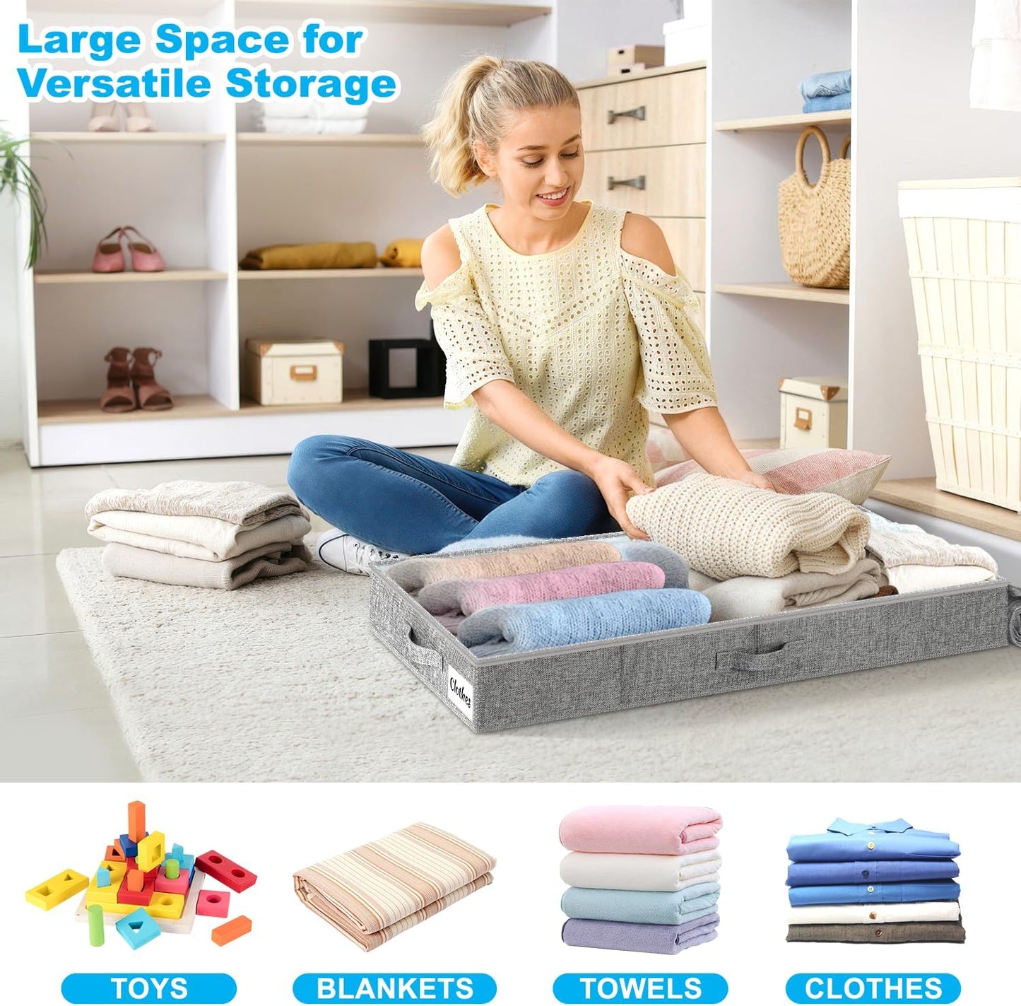 Under Bed Storage Container Bins 2 Pack, 4.5 Inch