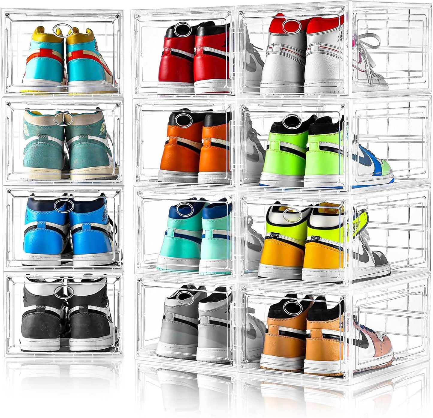 12 Pack Clear Shoe Boxes Stackable,Shoe Storage Boxes for Closet