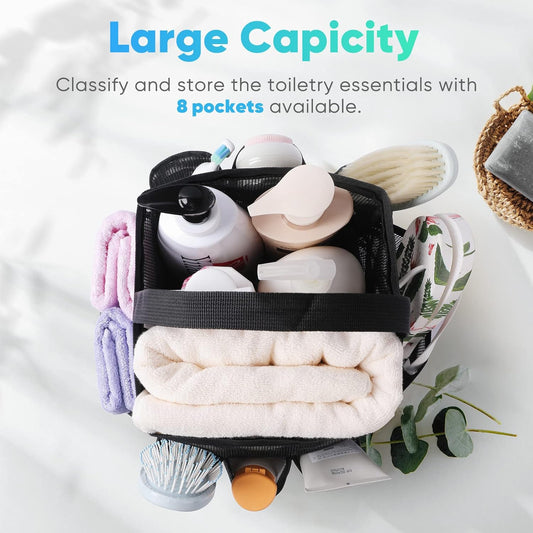 8-Pocket Large Capacity Shower Bag for Beach, Swimming, Gym
