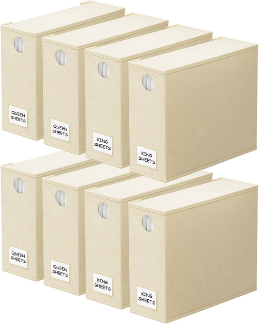XL (Queen & King Size) Bedding Container (Beige, 8 Pack)