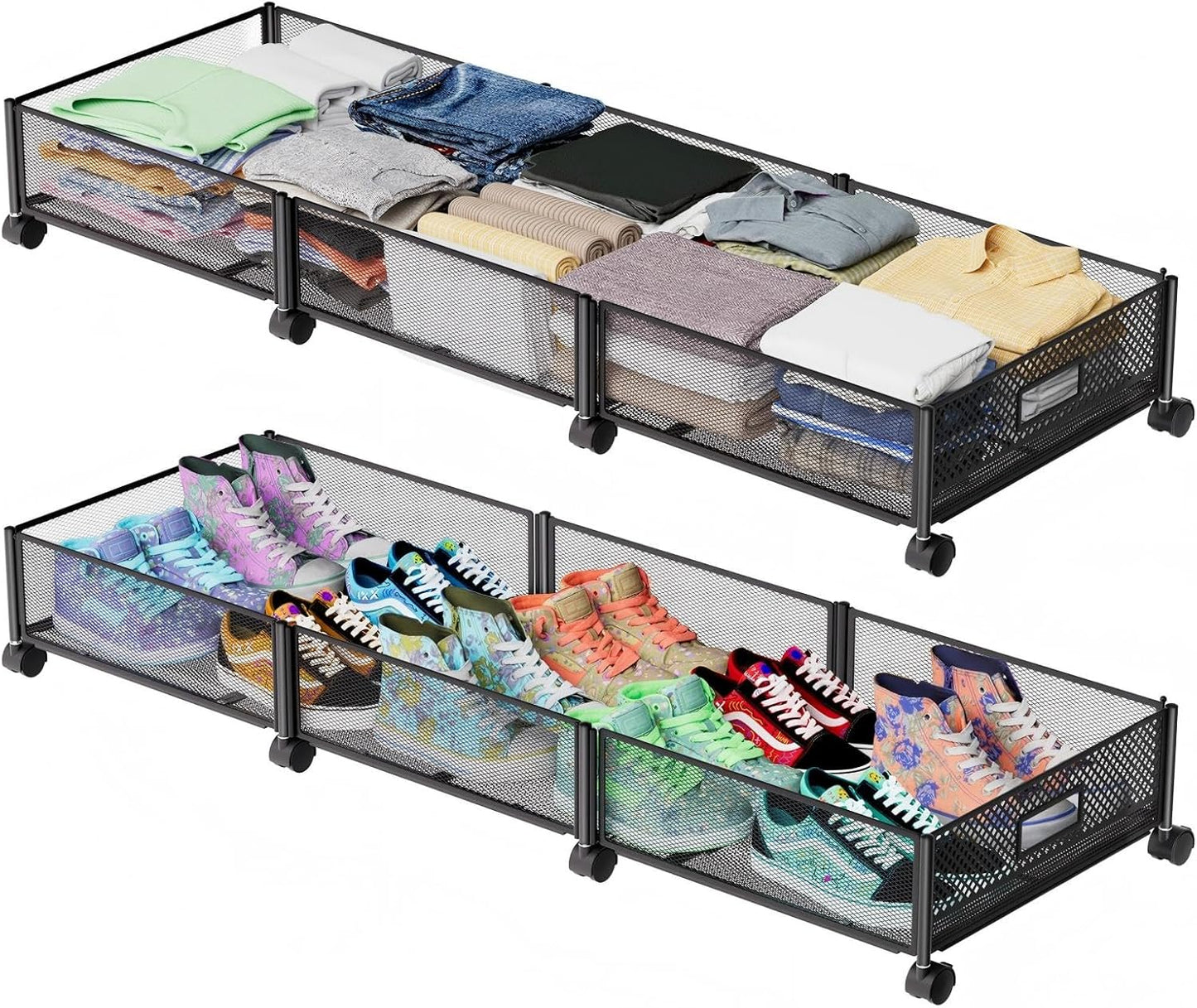 Under Bed Storage with Wheels 47.2"(L),57.6L Large Rolling 4 PACK